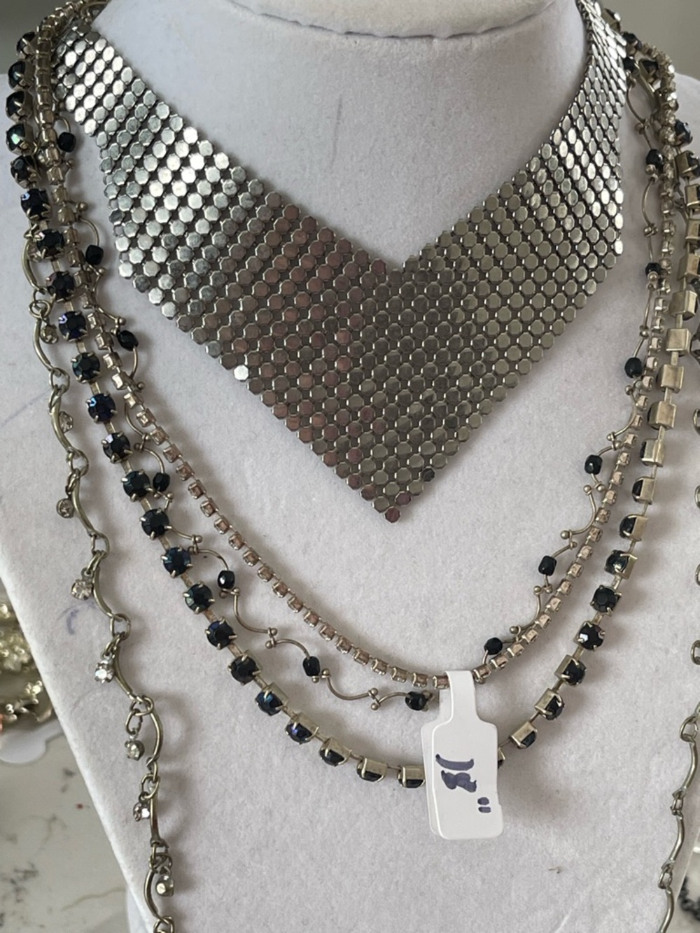 Silver-Tone Necklace collection 5 pcs and 1pr earrings